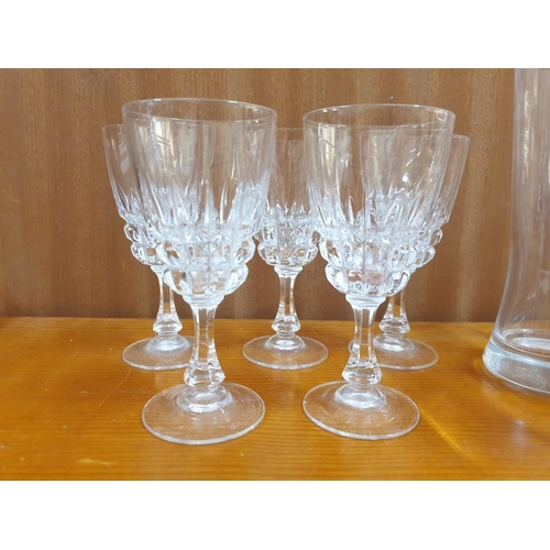 348 - Collection of Glassware; Large Jug, 5 x Crystal Wine Glasses, 5 x Wine Glasses, Large Keo Beer Glass... 