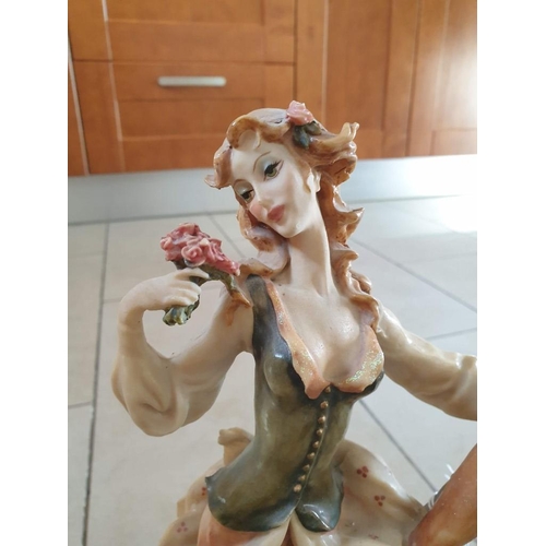 57 - Figurine of Victorian Style Lady on Wooden Base, Signed, Resin, A/F, (Approx. H: 33)