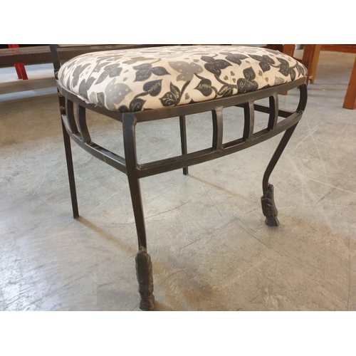 58 - Wrought Iron Effect Dining / Bedroom Chair with Padded Fabric Seat