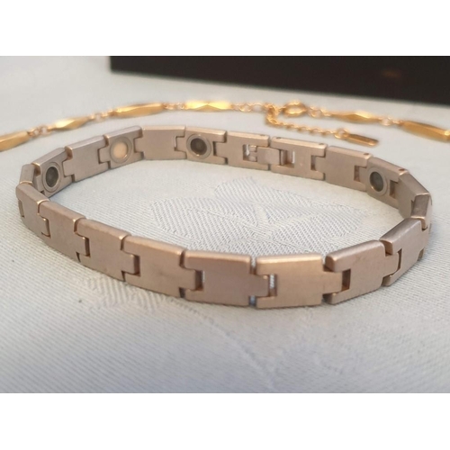 91 - Nikken Magnetic 'Triphase' Stainless Steel Link Bracelet, Together with Nikken 'N-05' Gold Tone Neck... 