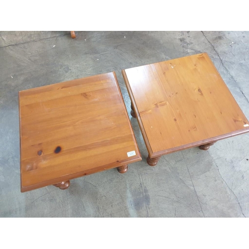 93 - Pair of Solid Wood Farmhouse Style Square Side Tables with Turned Legs (Approx. 54 x 54 x 45cm), (2)