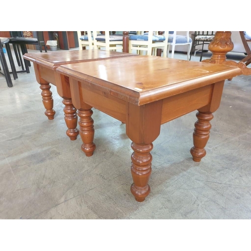 93 - Pair of Solid Wood Farmhouse Style Square Side Tables with Turned Legs (Approx. 54 x 54 x 45cm), (2)