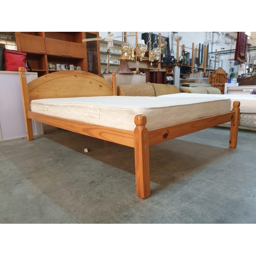 237 - Pine Double Bed with Mattress (Approx. 135 x 190cm)