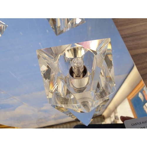 350 - Modern 4-Spot Square Ceiling Light with Crystal Effect Shades and Mirror Effect Backing (Emperor, RE... 