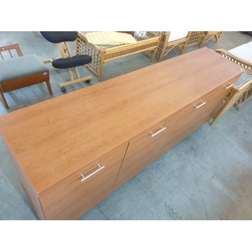 142 - Modern Cherry Colour Wood Sideboard with 4-Cupboards over Metal Legs (Approx. 200 x 47 x 81cm)