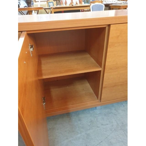 142 - Modern Cherry Colour Wood Sideboard with 4-Cupboards over Metal Legs (Approx. 200 x 47 x 81cm)