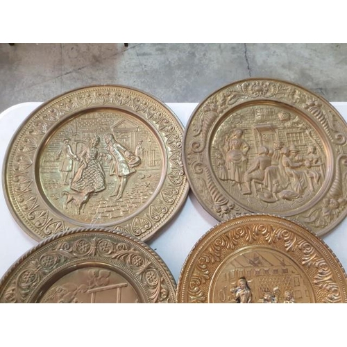 149 - Collection of 6 x Vintage Brass Relief Wall Plates (6)