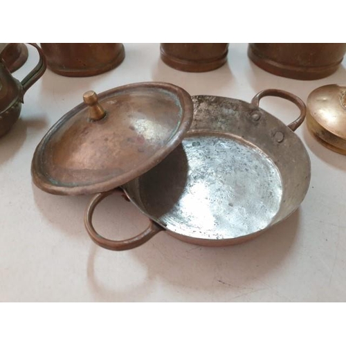 150 - Collection of Copper Items; 2 x Graduating Milk Measuring Cups with Long Handle, Coffee Pot, Jug, Sm... 