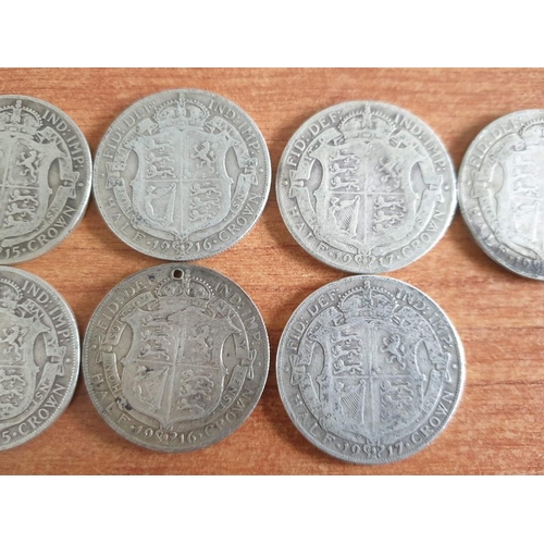 202 - Collection of Antique Sterling Silver (.925) British Half Crown Coins; 10 x Pieces * Pre-1920, Incl.... 