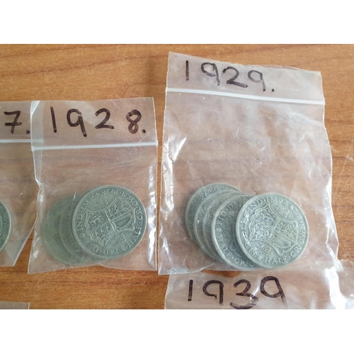 211 - Large Collection of Silver (.500) British Half Crown Coins (George V, 1920-1946), (Total Weight Appr... 