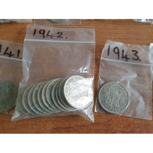 211 - Large Collection of Silver (.500) British Half Crown Coins (George V, 1920-1946), (Total Weight Appr... 