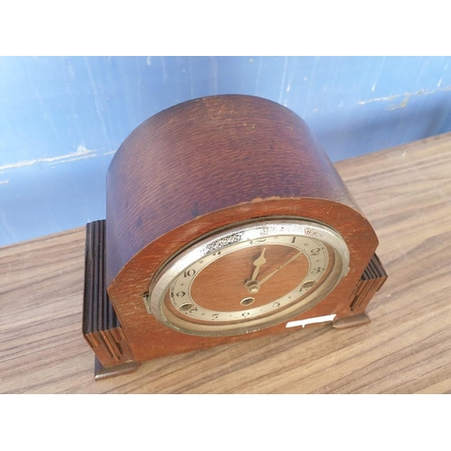 110B - Vintage Enfield (England) Wooden Mantel Clock with Westminster Chime, Key Wound Movement, Running Wh... 