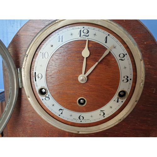 110B - Vintage Enfield (England) Wooden Mantel Clock with Westminster Chime, Key Wound Movement, Running Wh... 