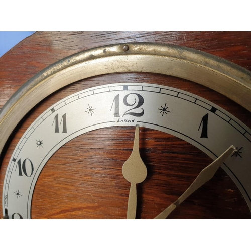 110B - Vintage Enfield (England) Wooden Mantel Clock with Westminster Chime, Key Wound Movement, Running Wh... 