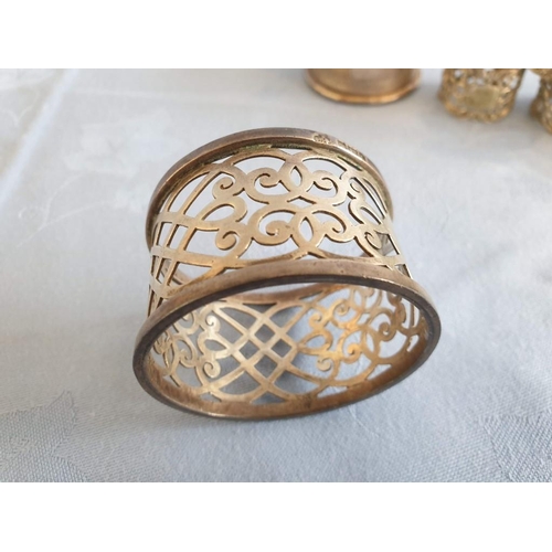 71B - Collection of Silver Napkin Rings; Pierced Sterling Silver (Approx. Ø: 5cm x H: 3cm, Weight: 37g),  ... 