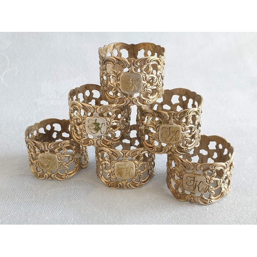 71B - Collection of Silver Napkin Rings; Pierced Sterling Silver (Approx. Ø: 5cm x H: 3cm, Weight: 37g),  ... 