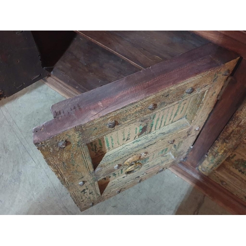 100 - Large Solid Wood Sideboard with Thick Antique Double Opening Panel Doors with Studding and Metal Rin... 