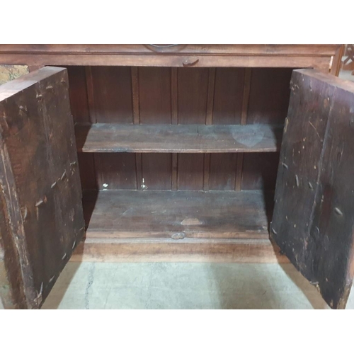 100 - Large Solid Wood Sideboard with Thick Antique Double Opening Panel Doors with Studding and Metal Rin... 