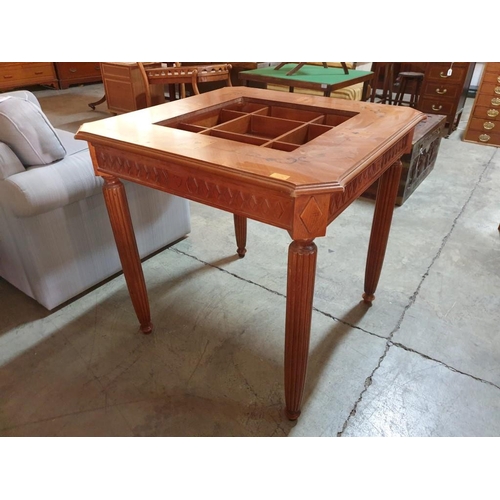 108 - Classical Style Square Games Table with Inlaid Cards Designs and Inset Storage in the Top (Nb. Centr... 