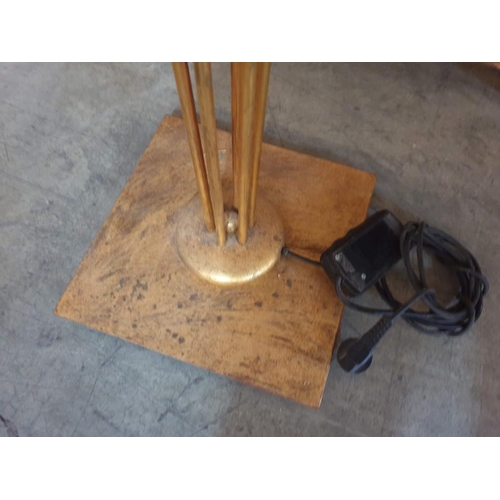 110 - Floor Standing Lamp with 6-Long Metal Arms with Gold Tone Shades, Metal Leaf Decoration and Hanging ... 