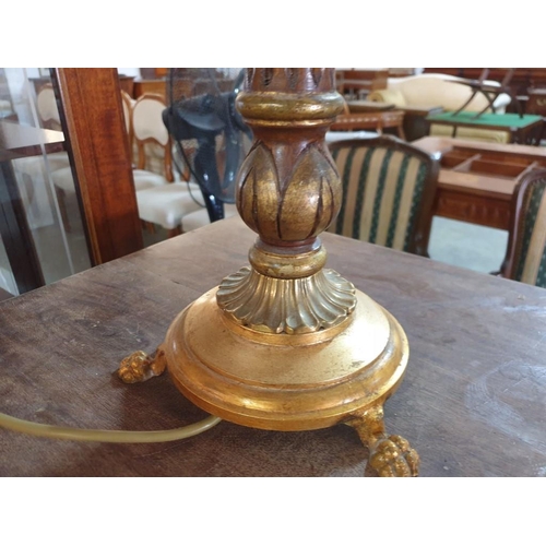 111 - Decorative Brass Effect Table / Side Lamp with 7 x Arm / 7 x Lamp, Hanging Coloured Glass with Metal... 