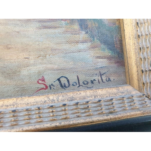 115 - Framed Oil on Board of Tree Lined Path, Signed Lower Right Corner 