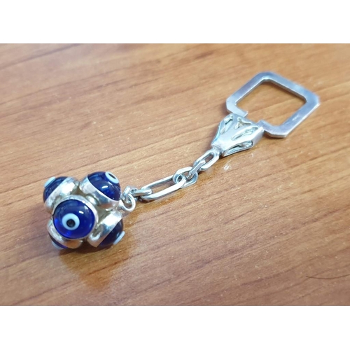 117 - Sterling Silver (.925) Key Ring, Spherical Arrangement of Evil Eyes