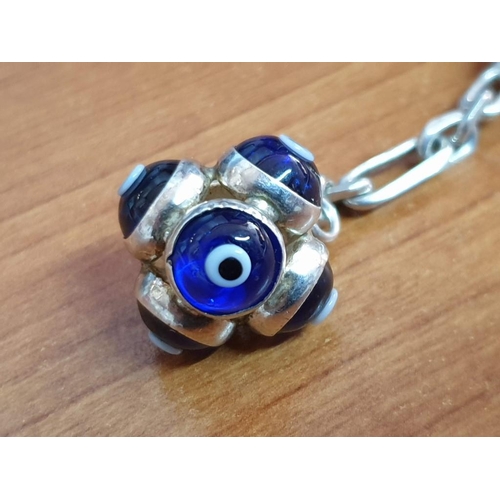 117 - Sterling Silver (.925) Key Ring, Spherical Arrangement of Evil Eyes