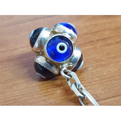 117 - Sterling Silver (.925) Key Ring, Spherical Arrangement of Evil Eyes