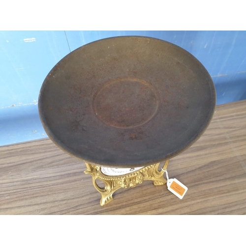 61 - Antique German 10kg Weighing Scales, 'Hushallsvag' with Metal Pan (Overall H: 35cm)