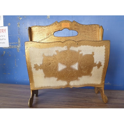 63 - Vintage Metallic Finish, Decorative Magazine Rack from Italy