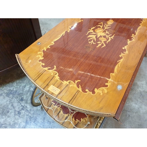 65 - Classical Style Drinks Trolley / Cart with Brass Colour Gallery, Drop Down Sides, Lower Shelf on Whe... 