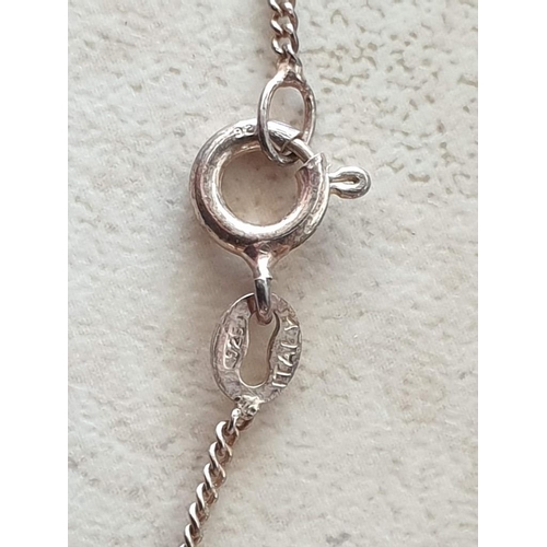 90 - Silver (.925) Necklace with Decorative Amber Pendant, Set in Silver with Black Stone(?) Backing, Tog... 