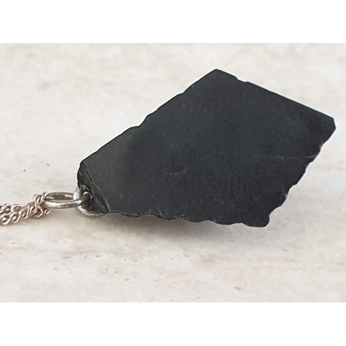 90 - Silver (.925) Necklace with Decorative Amber Pendant, Set in Silver with Black Stone(?) Backing, Tog... 