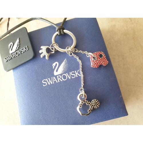 92 - Swarovski Rhodium and Crystal Mickey Mouse Pendant Necklace (Model: 872497) on Rope Chain, in Box wi... 