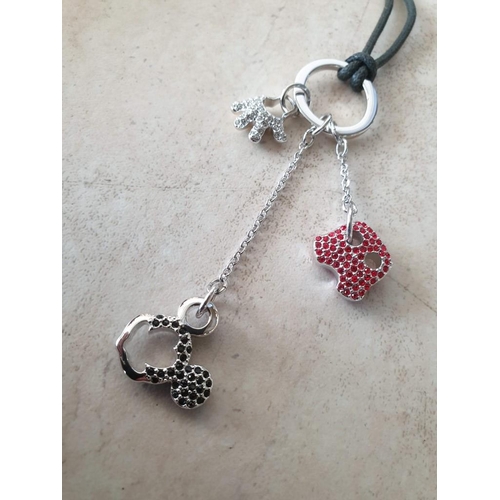 92 - Swarovski Rhodium and Crystal Mickey Mouse Pendant Necklace (Model: 872497) on Rope Chain, in Box wi... 