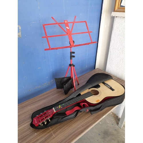 94 - 'Ready Ace' Acoustic Guitar (Model: AG-36N, Overall: 82cm) in Soft Carry Case, Together with Red Met... 