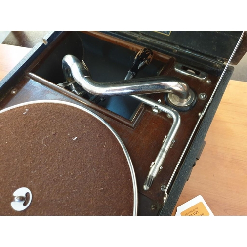 75 - Vintage HMV (His Masters Voice) Portable Gramofone, Manual Wind, Tested & Working (Nb. No Needles)
