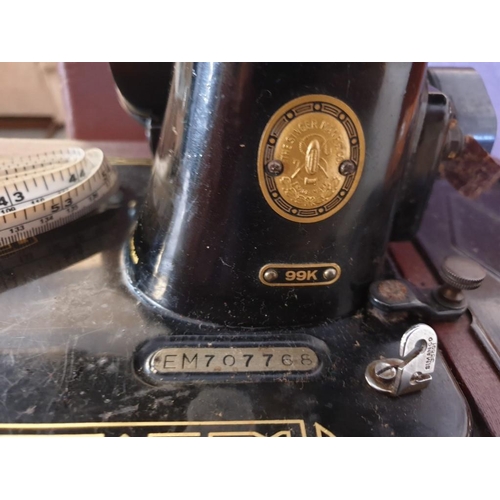 76 - Vintage Singer Sewing Machine, (Model: 99K, Circa 1957) in Case with Manual, Spare Needles, Accessor... 