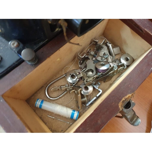 76 - Vintage Singer Sewing Machine, (Model: 99K, Circa 1957) in Case with Manual, Spare Needles, Accessor... 
