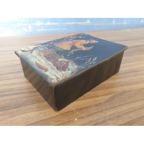 26 - Hand Painted Russian Lacquered Box with Hand Painted Fisherman, Signed & Dated 1976, (Approx. 16 x 1... 
