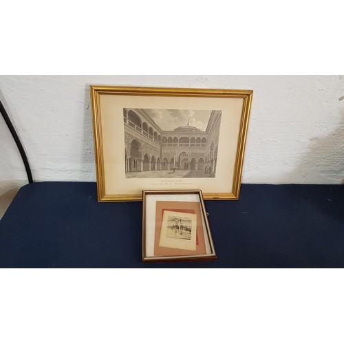 388 - Vintage Print of Buckingham Palace in Frame (19.5cm x 24.5cm) and Print from Old Book in Frame (45.5... 