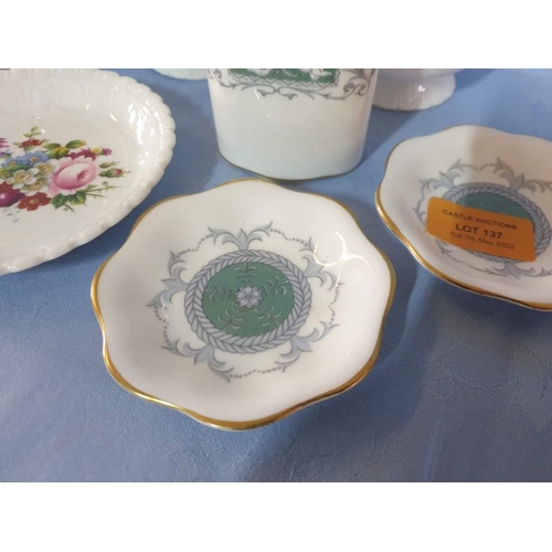 137 - Collection of Coalport Porcelain Items, Assorted Patterns; Vases, Dishes and Flower Posey (8)