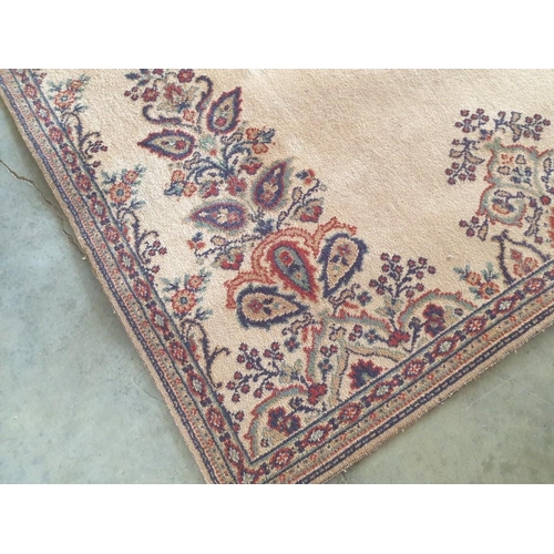 102B - Carpet by Blackwood Morton & Sons, Kilmarnock Scotland, with Beige Colour, Large Medallion in Blues ... 