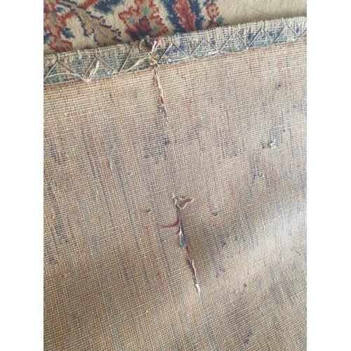 102B - Carpet by Blackwood Morton & Sons, Kilmarnock Scotland, with Beige Colour, Large Medallion in Blues ... 