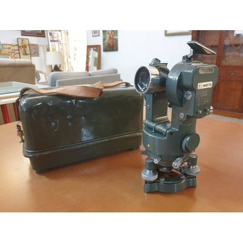 135 - Vintage Watts Microptic Theodolite in Heavy Duty Metal Fitted Carry Case
