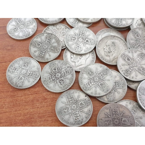 184 - Collection of Antique Silver (.925) British One Florin Coins, Approx. 68 Pieces, Pre-1920, (Total We... 