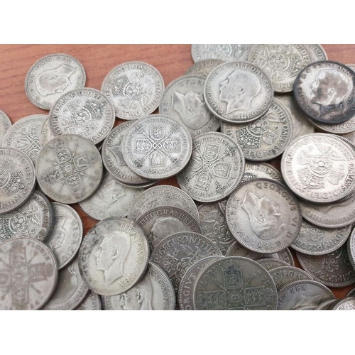 186 - Collection of Silver (.500) British Two Shillings Coins (1920-1946), (Total Weight Approx. 2.8kg)