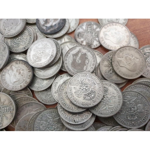 186 - Collection of Silver (.500) British Two Shillings Coins (1920-1946), (Total Weight Approx. 2.8kg)