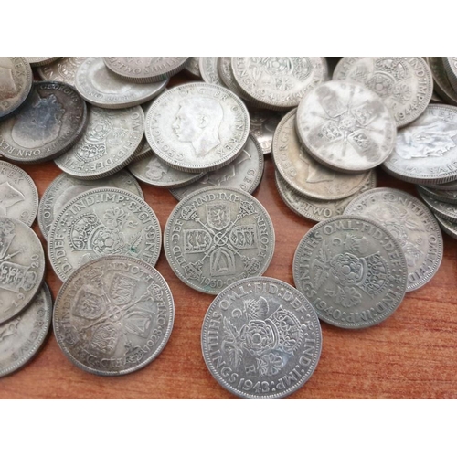 186 - Collection of Silver (.500) British Two Shillings Coins (1920-1946), (Total Weight Approx. 2.8kg)